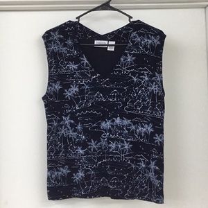 CHICO’S Travelers Blue Island Tank Top XL